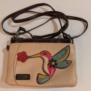 Chala Tan Crossbody Bag with Colorful Bird Design